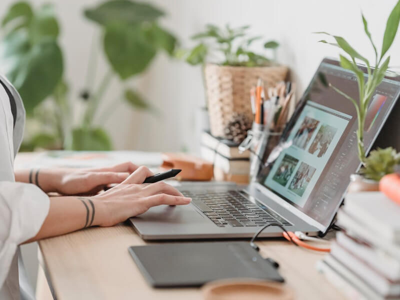 real professional designing a business website and software interface